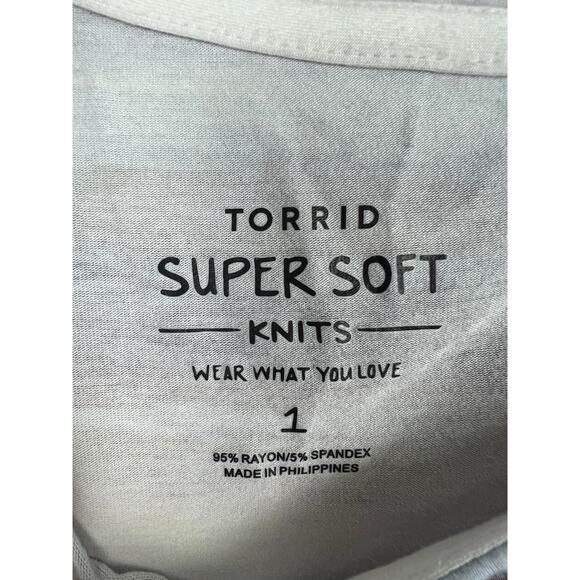 TORRID Women's 1X (1) Purple Watercolor Off-Shoulder Super Soft Knits Basic Tee - Picture 6 of 11